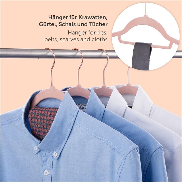 Blumtal Clothes Hangers, 50 Pieces - Velvet Clothes Hangers, 360° Swivel and Load-Bearing - Space-Saving and Non-Slip Clothes Hangers - Pink Velvet Clothes Hangers - Velvet Hangers - Pink Velvet Clothes Hangers