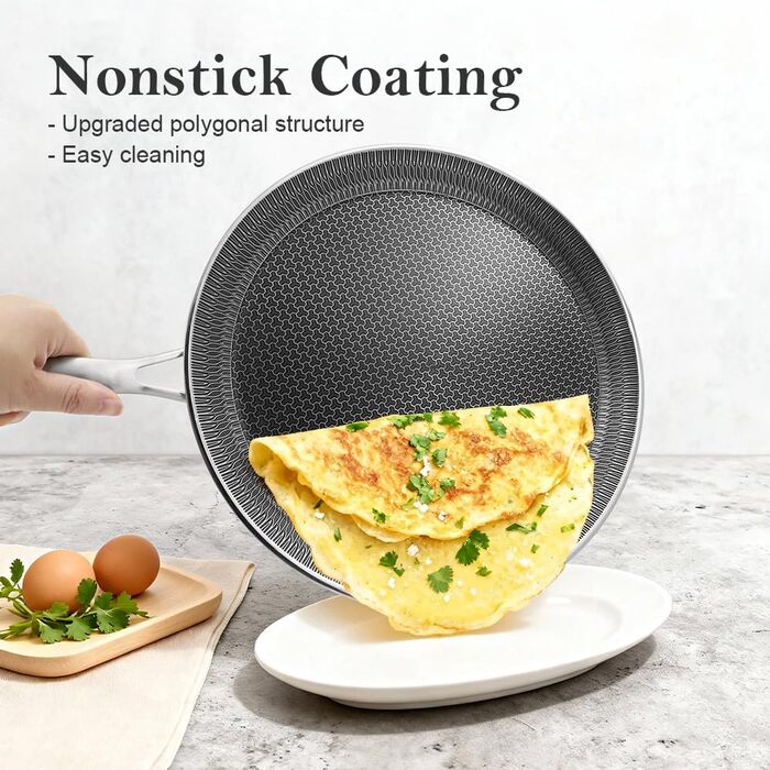 Сковорода для млинців з нержавіючої сталі 26 см з антипригарним покриттям, індукційна сумісність