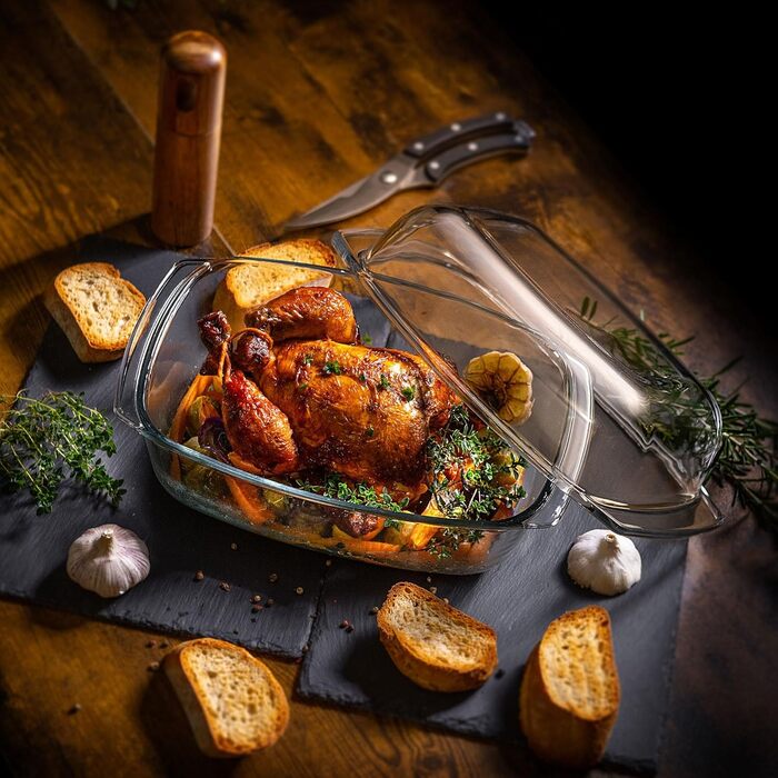 Форма для запікання KADAX 7л зі склокераміки - прямокутна, для лазаньї, овочевих запіканок, м'ясних страв, жароміцна, придатна для миття в посудомийній машині, прозора