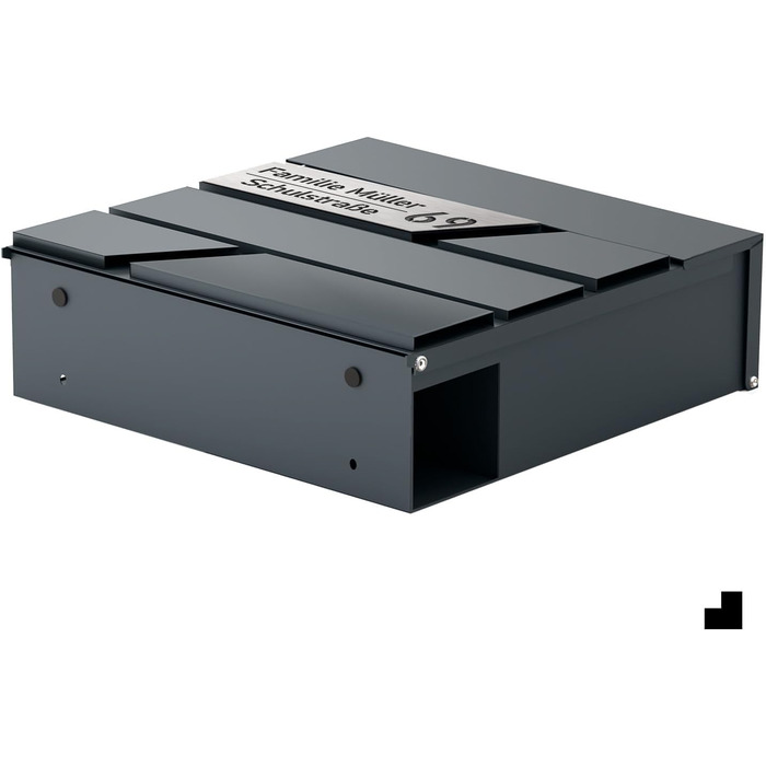 Поштовий ящик для газет Anthrazit Julia Standard: персоналізований з табличкою для імені, настінний, порошкове покриття RAL 7016, 37x37 см