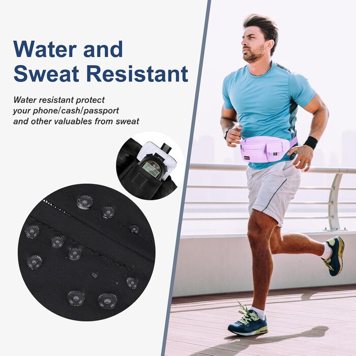 MAXTOP Поясна сумка на пояс для чоловіків та жінок, водонепроникна, для подорожей, фітнесу, йоги, бігу (фіолетова)