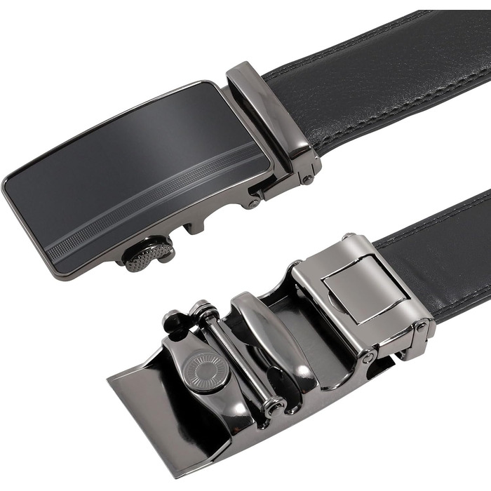 Чоловічий шкіряний ремінь WERFORU з автоматичною пряжкою, ширина 3.5 см, чорний, для штанів/джинсів, довжина 130 см (об'єм талії 90-110 см)