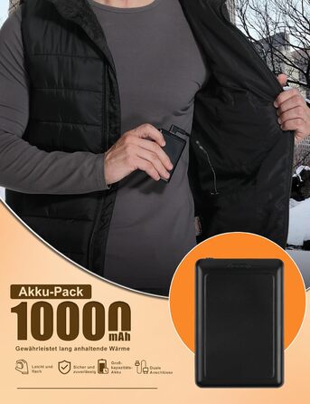 Обогревна жилетка Miss Doozy з Powerbank 10000mAh, 6 зон нагріву, 3 режими температури - для чоловіків та жінок, Outdoor, мотоцикл, туризм, XXL