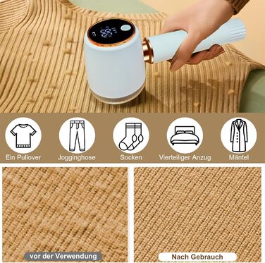 Електричний видальник ворсу 2-в-1 з роликом, 6 лез, 3 швидкості, LED-дисплей, для різних тканин