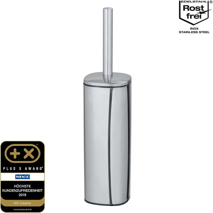 Набір для туалету WENKO Alassio: щітка для унітазу з нержавіючої сталі, знімний насаджувач Ø 8,5 см, чорний, 9,3 x 39,2 x 9,3 см