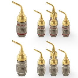 Бананові роз'єми Nakamichi FanLock Excel-Serie, позолочені 24K, 2мм, для акустичних кабелів 10-18 AWG, Hi-Fi підсилювачів, 10 шт (5 пар)