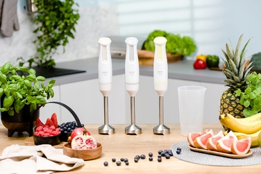 Занурювальний блендер Zelmer ZHB4562S 800 Вт, білий, набір з подрібнювачем та вінчиком