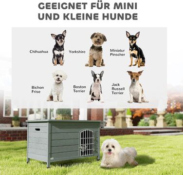 Паві Гат (PawHut) Будка для собак з дверима, клітка-переноска, водяний транспортувальний відсік для собак, котів, кроликів, вулиця, водовідштовхувальний, темний сірий, сосна, 80 x 55 x 53,5 см