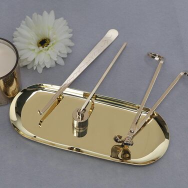 LUTAVOY Candle Accessory Set, Wick, Trimmer, Wick Dipper, Candle Snuffer, Storage Tray, 4 Pack Candle Care Set, Gift for Candle Lovers (CAG1 – Gold)