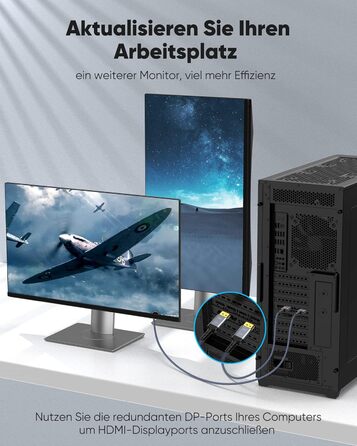 Кабель Highwings DisplayPort до HDMI 1.8м, Nylon, для монітора, телевізора, проектора, ноутбука, ПК