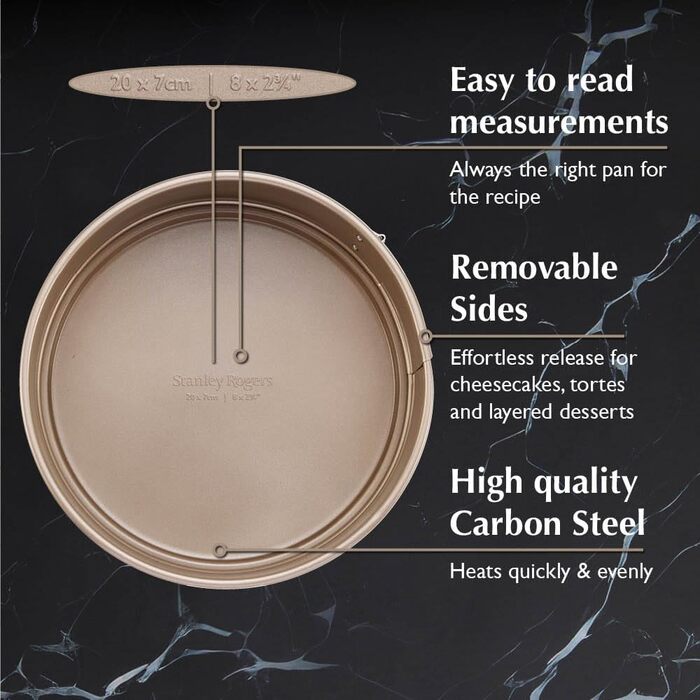 Форма для випічки Stanley Rogers Ceramabake антипригарна керамічна 20 см, без PFAS, PTFE, PFOA, кадмію та свинцю – ідеальна для чізкейків та щоденної випічки