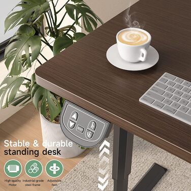 Електричний стіл Dripex з регулюванням висоти, 160x75x(71-117) см, для home office, горіх+чорний