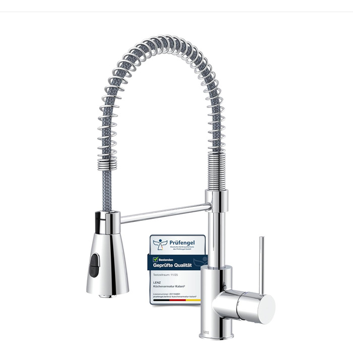 Кухонний змішувач Lenz KALANI² в стилі - з регульованою насадкою для посуду – проста установка та високоякісна обробка, 46070322 (Високий тиск, Хром)