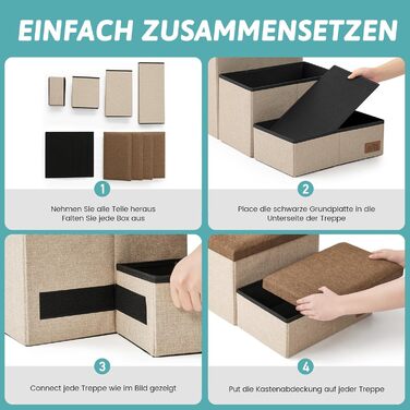 Сходинка для собак маленьких порід зі зберіганням, широка, складна для ліжка та дивану, з неслизьким дном, вологостійка (4x72x42.5 см), розмір 4x72x42.5 см (колір: коричневий, кількість: 4, розмір: 43x97x56 см)