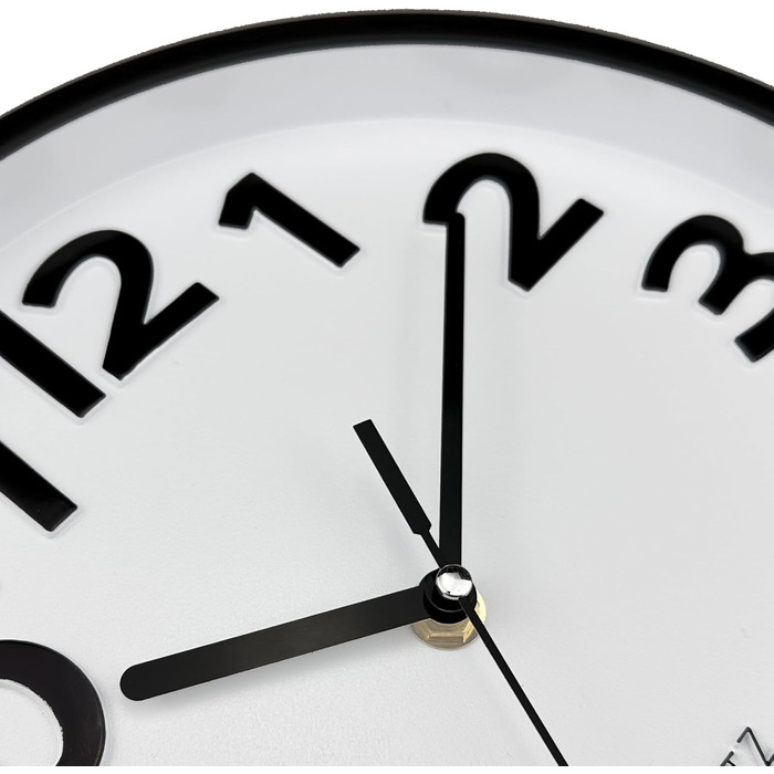 Plumeet 40.6cm Extra Large Wall Clock, Silent Non-Ticking Quartz Decorative Clocks, Modern Style Good for Living Room, Kitchen, Living Room, Bedroom, Office, Large 3D Number Display, (White) (25 cm, Ivory)