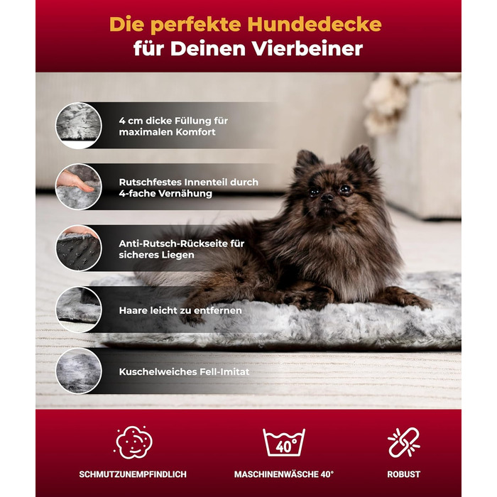 Плед для собак Преміум-якість з антиковзким покриттям (75x115 см) – М'який та Практичний – Зроблено в Німеччині