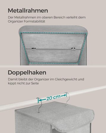 Органайзер для шафи SONGMICS, вішалка для одягу, полиця-органайзер, сіра, 2 шт.