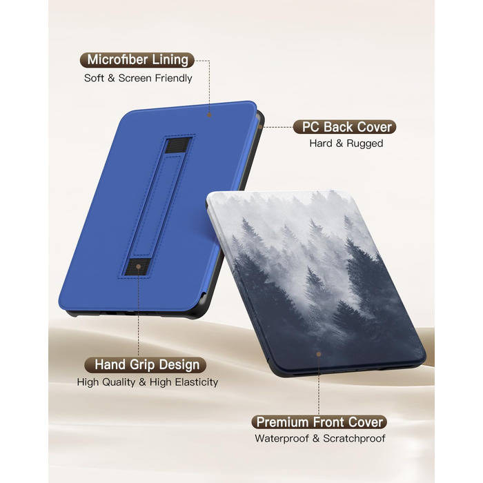 Чохол MoKo для Kindle Paperwhite (12-те покоління, 2024) та Kindle Colorsoft Signature Edition (2024), з регульованою підставкою та функцією авто-ввімкнення/вимкнення, Agave Grün (сірий ліс)