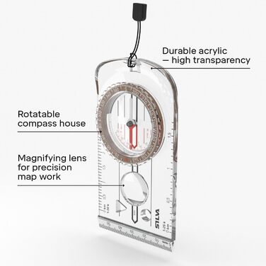Silva Kompass Outdoor - 3NL Hiking Compass - Map Scales 1:25k & 1:50k - Marching Compass for Basic Outdoor Activities - Rotating Compass Housing - Military Compass - Hiking Compass