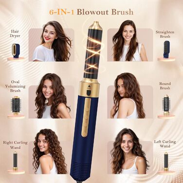 Мультистайлер для волосся 6-в-1: фен, плойка, круглі щітки, брашинг, термощітка, 1350W