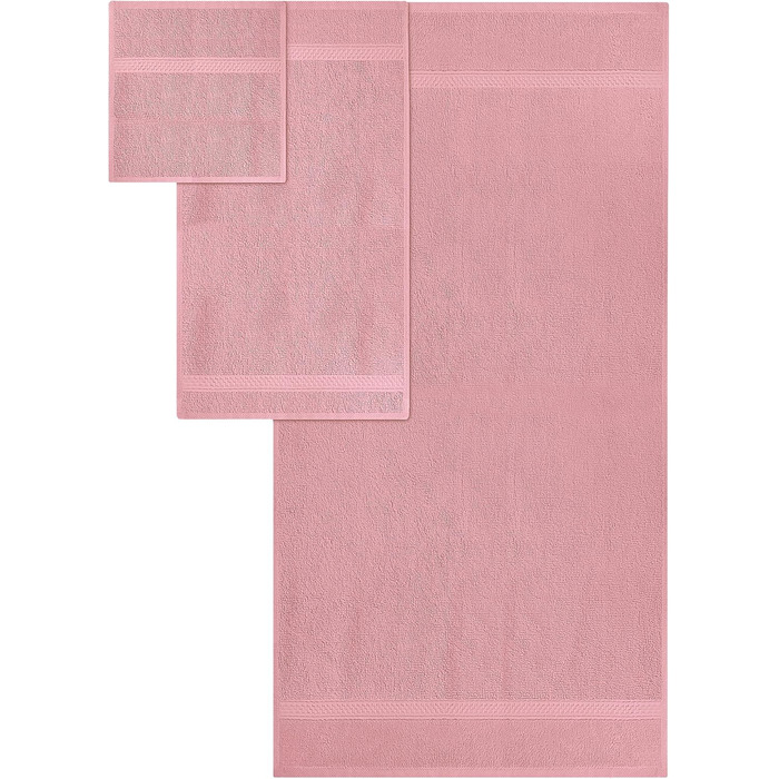 Utopia Towels 8-Piece Premium Towel Set, 2 Bath Towels, 2 Hand Towels, and 4 Washcloths, 600 g/m², 100% Ring-Spun Cotton, Fitness Studio, Hotel, and Spa (Dusty Rose)