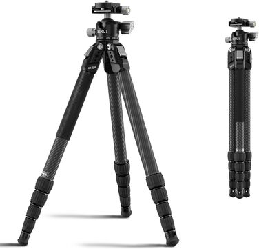 Штатив SIRUI AM-225 Carbon з кульковою головкою 360° (B-00K), 127 см, 0.93 кг, 6 кг. Легкий та компактний професійний штатив з 5 секціями, швидкознімною платформою