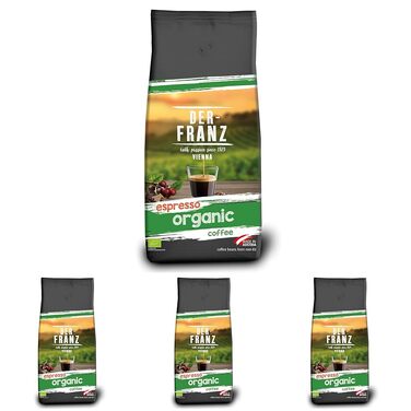 Органічна кава в зернах Der-Franz Espresso Bio, 1 кг (набір 4 упаковки)