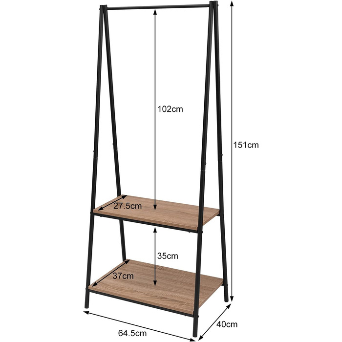 WOLTU Coat Rack Clothes Rack with Shelf Laundry Rack with Shoe Shelf Clothing Stand Shelves Bedroom
