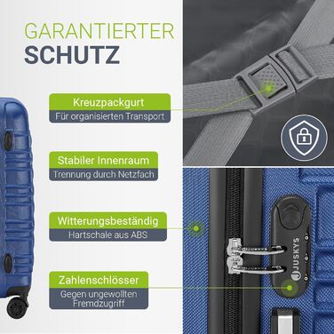 Набір валіз Juskys Hartschale 4 шт. з кодовим замком, тихими колесами 360°, телескопічним ручками, легкий, блакитний колір