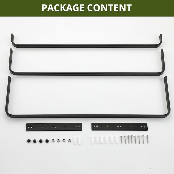 Тримач для рушників SAYAYO, чорний, 64 см, 3 стійки, для ванної кімнати та кухні