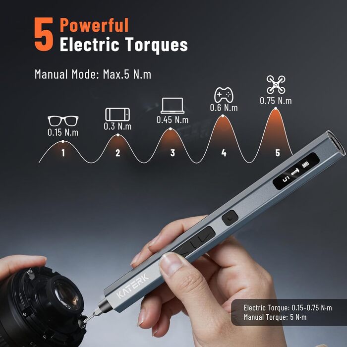 Набір прецизійних викруток KATERK 64 шт. з LED-підсвічуванням та магнітною основою для ремонту електроніки, телефонів, камер та годинників