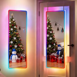 Дзеркало для тіла LVSOMT з підсвічуванням RGB, 120x40 см, настінне, для спальні, LED, сучасне, прямокутне, дзеркало над дверима