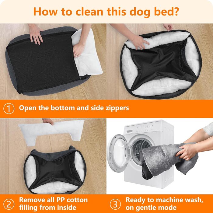 Ліжко для собак HMTOPE, м'яке диван-кімната для собак, подушка для собак, кошик для собак, знімний та пральний, світло-сірий, 110 x 86 x 26 см