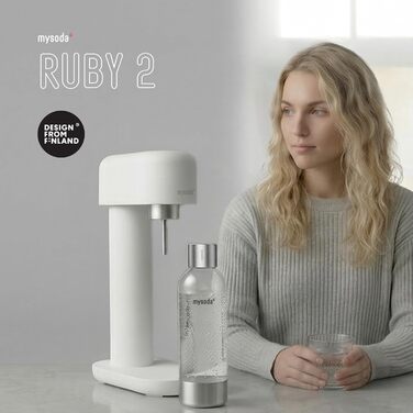 Mysoda Ruby 2 – карбонізатор для води з алюмінію (біло-срібний) + пляшка 1л