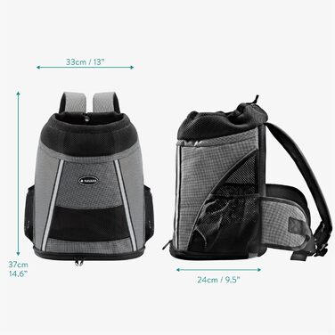 Рюкзак для собак та котів Navaris до 7 кг - сірий (37 x 33 x 24 см)