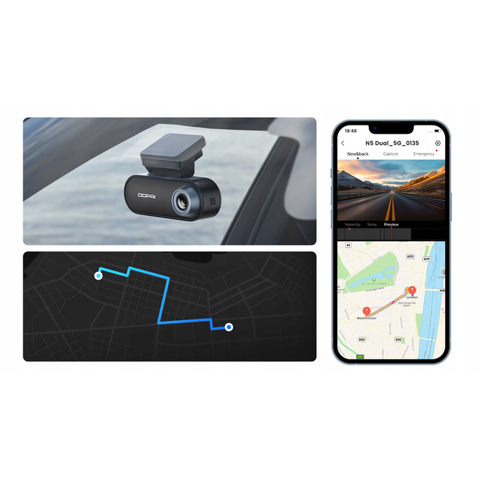 Автомобільний відеореєстратор Ddpai N5 Dual 4K UHD 140° з GPS та карткою пам'яті 128 ГБ