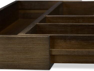 Relaxdays Cutlery Drawer Organizer, Pull-Out, Variable Width, 5-7 Compartments, Bamboo Organizer, HBT: 5x48x46cm, dark brown