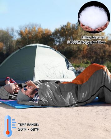Сплячий мішок Outdoor Sportneer для кемпінгу: 3-4 сезонний, ультралегкий, 220x75 см, для дорослих