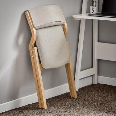 SoBuy FST40-W Folding Chair Kitchen Chair with Padded Seat and Backrest white (Grey)