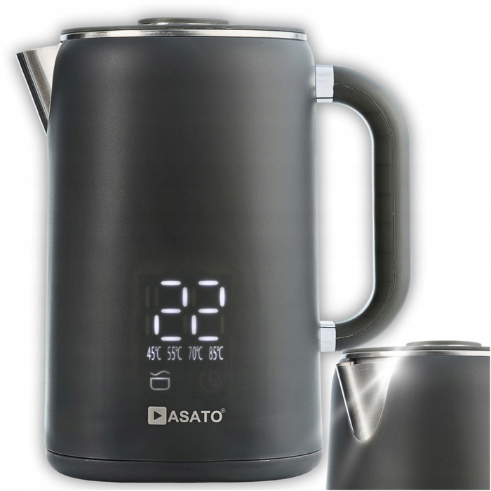 Електричний чайник Asato Pro Hot Grey, 1500 Вт, 1,7 л, сірий