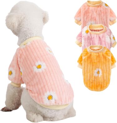 Dog Sweaters, 3-Pack, Dog Sweaters for Small Dogs, Dog Clothes for Small Dogs, Boys and Girls, Ultra-Soft and Warm Puppy Sweater Dog Coat for Winter Christmas (XXS, (XX-Small, Dy Pink+Dy Purple+Dy Yellow)