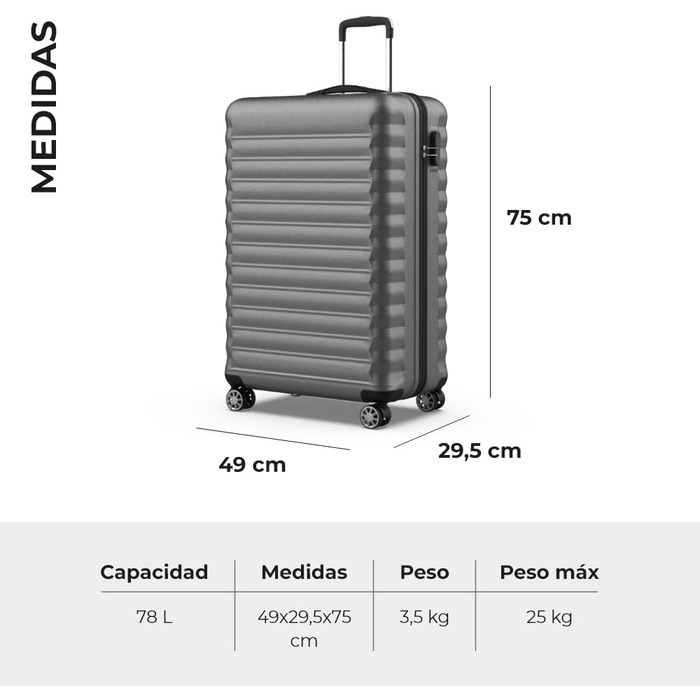 Набір валіз NEWTECK 4 шт. (75см, 63см, 53см, культури) ABS, жорсткий, з 4 колесами, сірий