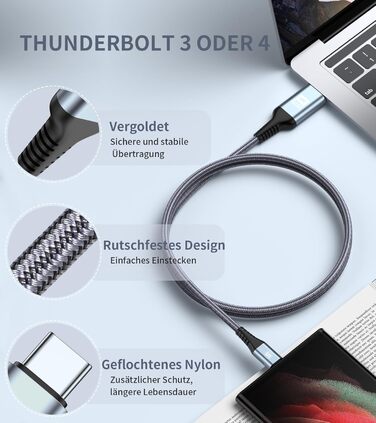 Кабель USB-C на HDMI 4K 2м, USB Type-C - HDMI, плетені, Thunderbolt, сумісний з iPhone, MacBook, iMac, iPad, Samsung, Dell