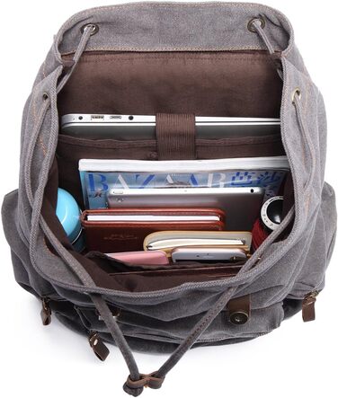 Чоловічий/жіночий рюкзак Kaukko Canvas для ноутбука, стильний, велика місткість, для подорожей, кемпінгу, Outdoor (сірий)