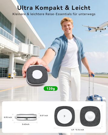 Зарядна станція 2-в-1 для Apple Watch та iPhone MagSafe (20W, чорна) - сумісна з iPhone 17e/Air/17/16/15/14/13/12, Apple Watch Series 11/10/9/8/7/6/5/4/3/2/SE/Ultra, AirPods
