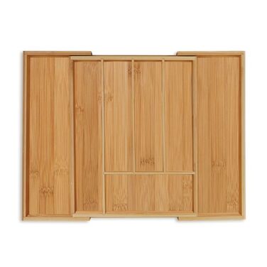 Relaxdays Extendable Bamboo Cutlery Box