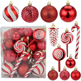 Набір прикрас на ялинку 40 шт. Червоні ялинкові кулі з пластику, міцні, для декорування ялинки