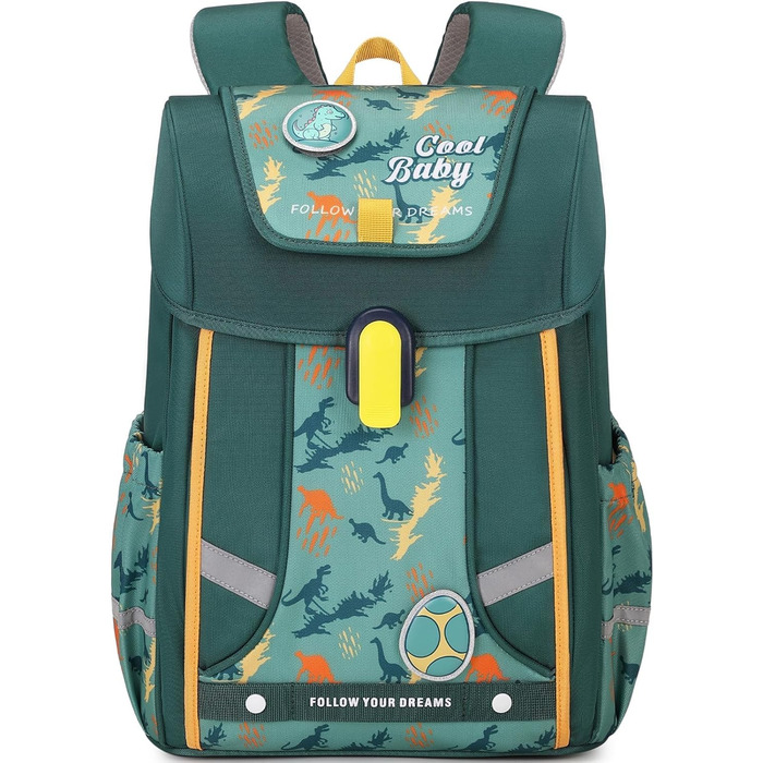 Шкільний рюкзак для хлопчика, 1-4 клас, ергономічний, з нагрудним ременем, 2025, для дітей 6-10 років, знімний поясний ремінь, світловідбиваючі елементи (зелений)