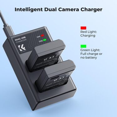 Акумулятор K&F CONCEPT EN-EL14 (2 шт.) та зарядний пристрій 2xUSB для Nikon D3500, D5600, D3200, D3300, D3400, D5500, Coolpix P7800, P7700, P7200, P7100, P7000