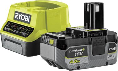 RYOBI 18V ONE+ акумуляторний ударний дриль-шуруповерт, комплект R18PD3-140SA, 4Ah, зарядний пристрій, набір біт RAK31MSD, сумка для інструментів